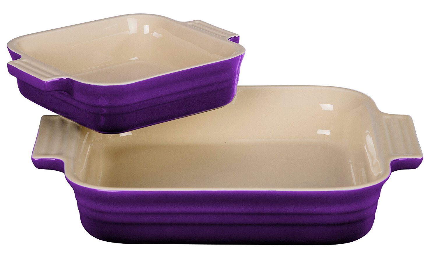 Le Creuset 2 Piece Cassis Stoneware Square Casserole Dish Set free