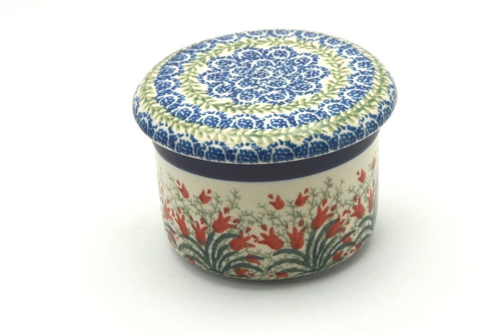 Polish Pottery Butter Keeper Crimson Bells free image download