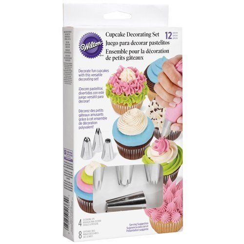New Wilton 12 PIECE CUPCAKE DECORATING SET kit bags tips piping icing