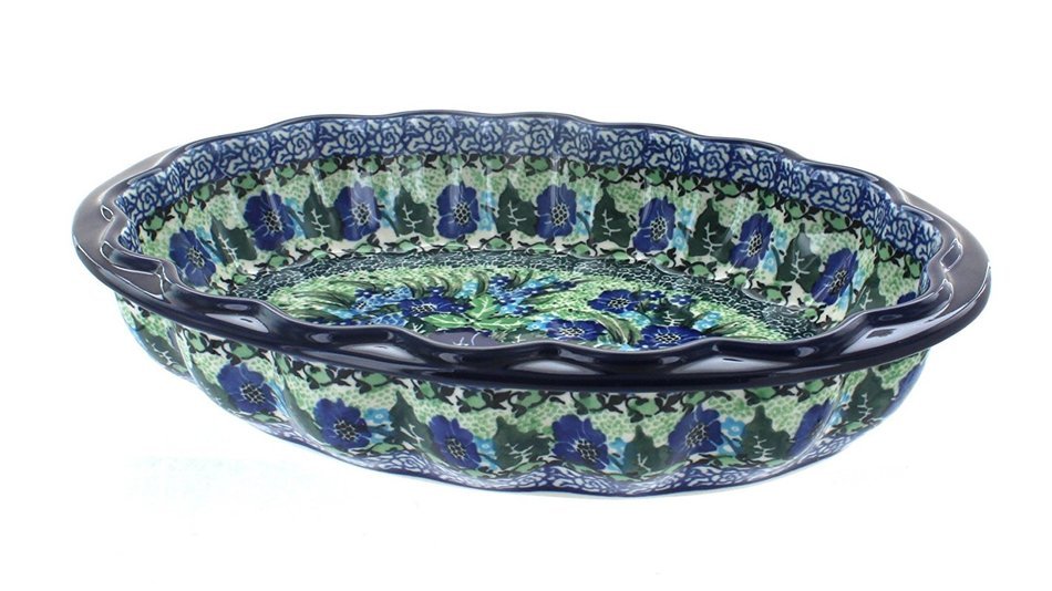 Polish Pottery Sapphire Fields Scallop Baking Dish free image download