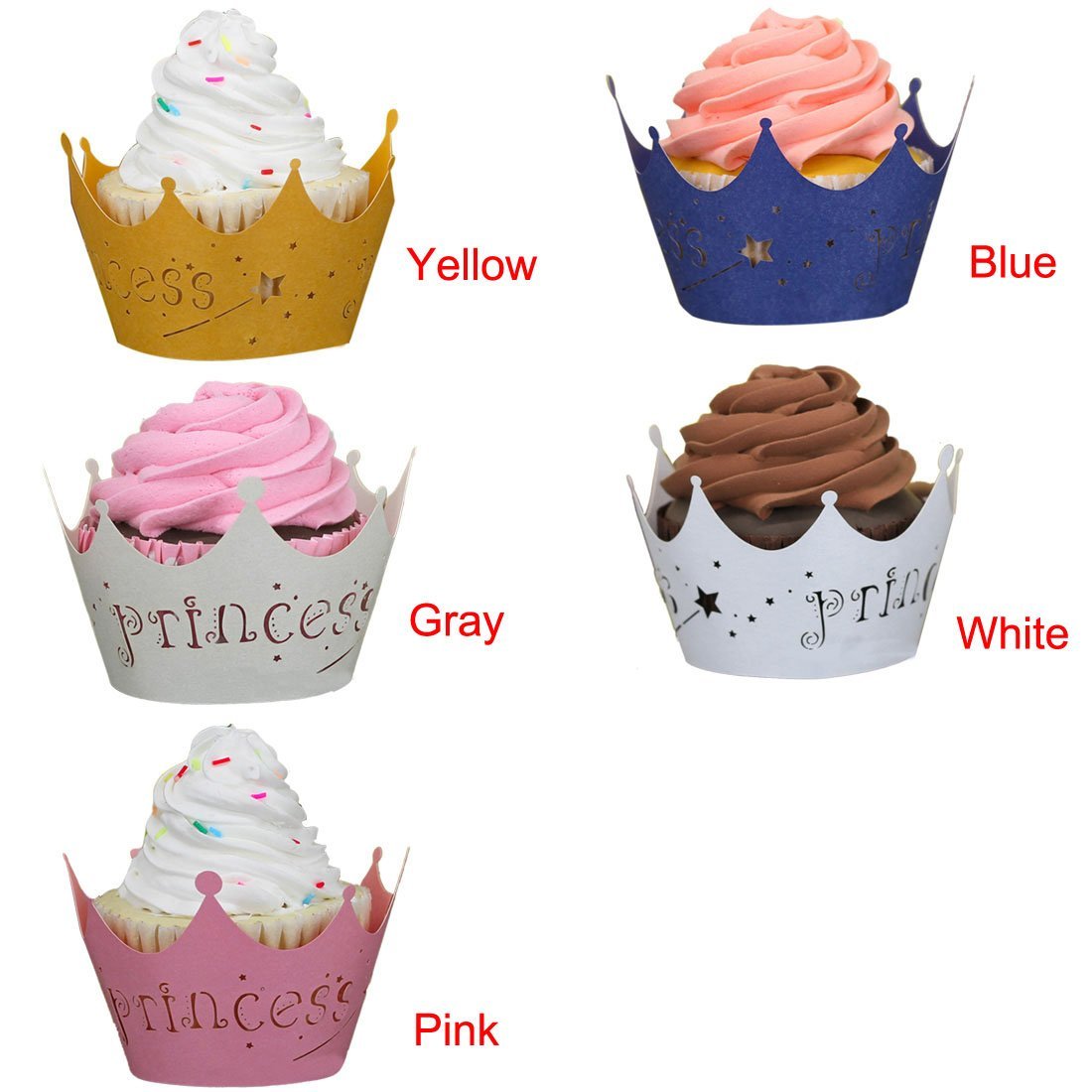 Voberry® 50pcs Princess Crown Cupcake Wrappers Cases Wedding
