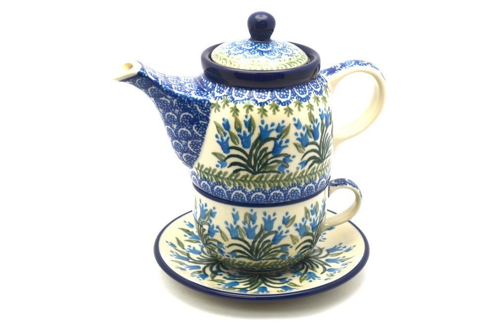 Polish Pottery Tea Time for One Blue Bells free image download