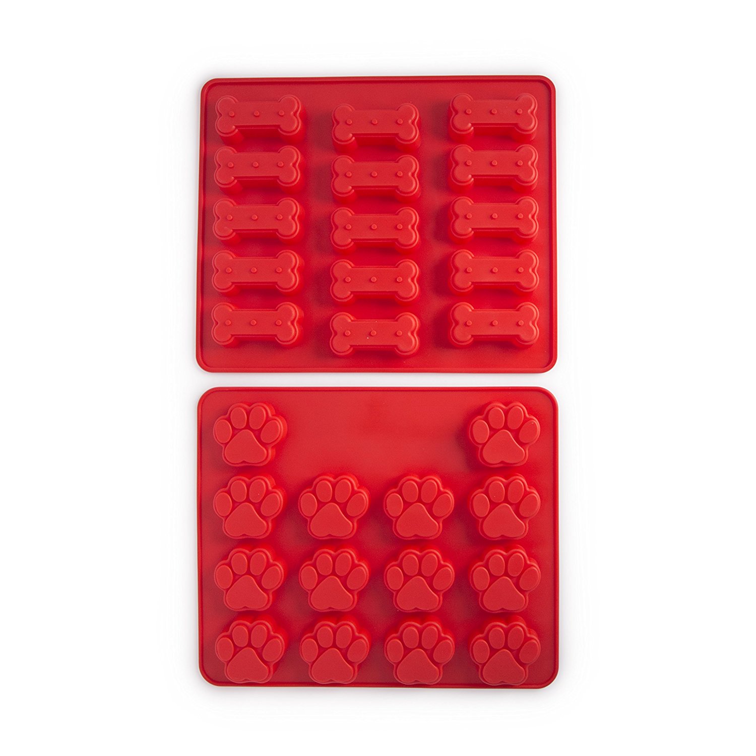 Domestic Corner Dog Bone and Paw Print Silicone Baking Pans Set of 2