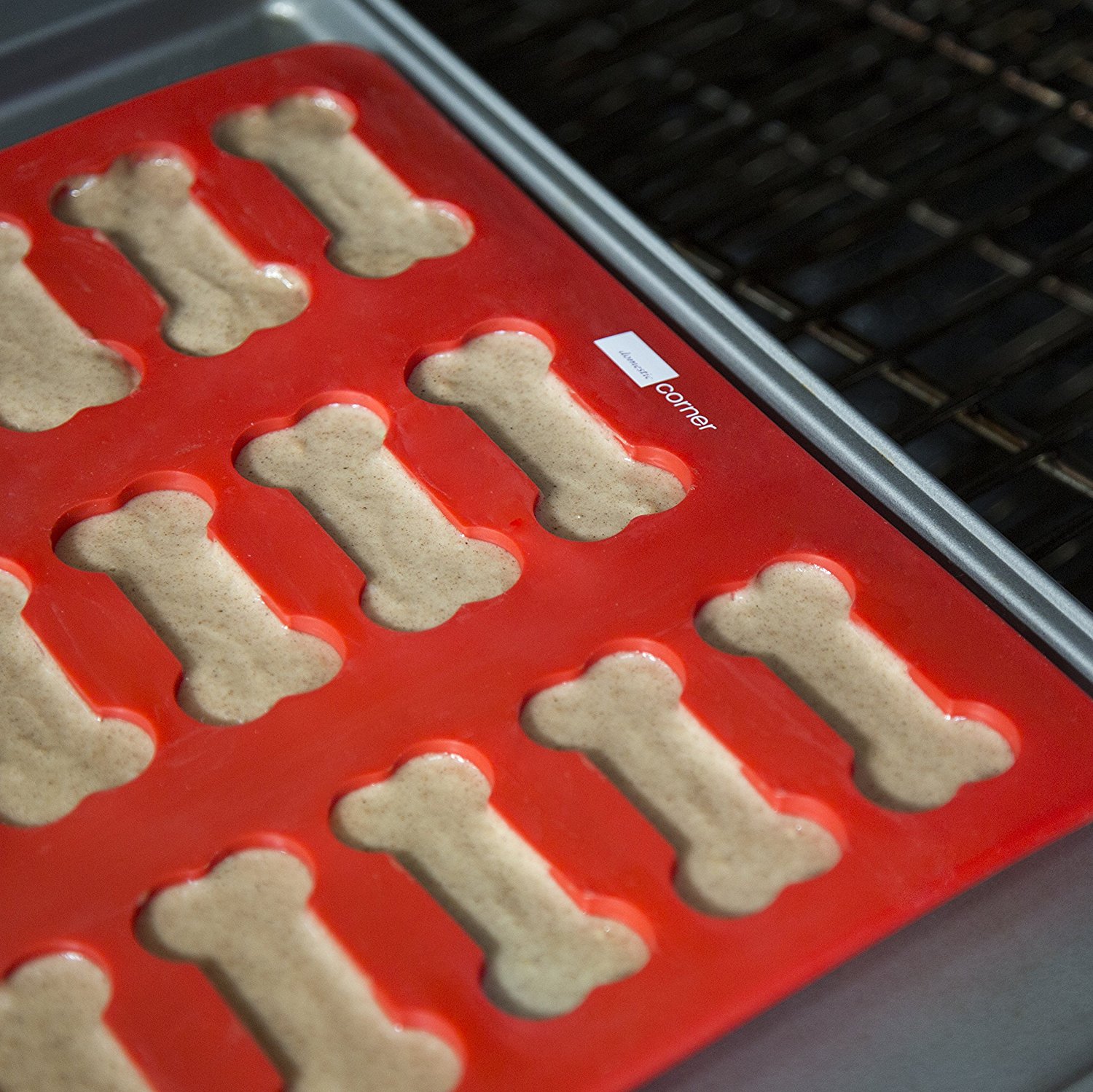 Domestic Corner Dog Bone and Paw Print Silicone Baking Pans Set of 2