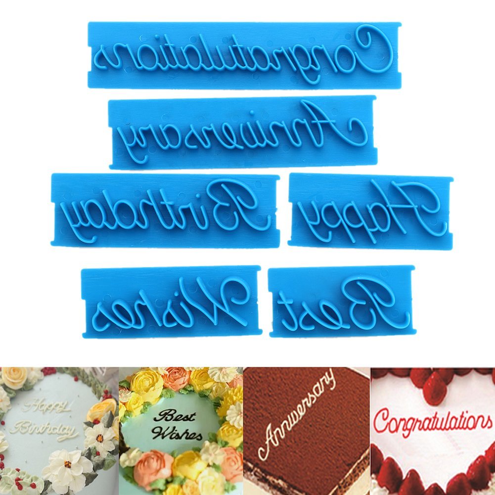 Slaxry 6Pcs Cake DIY Tool Letter Fondant Cake Mold Decorating Icing