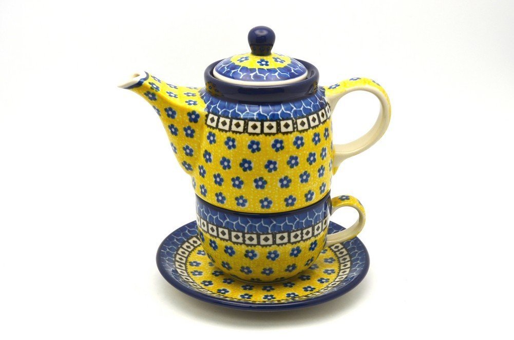 Polish Pottery Tea Time for One Sunburst free image download