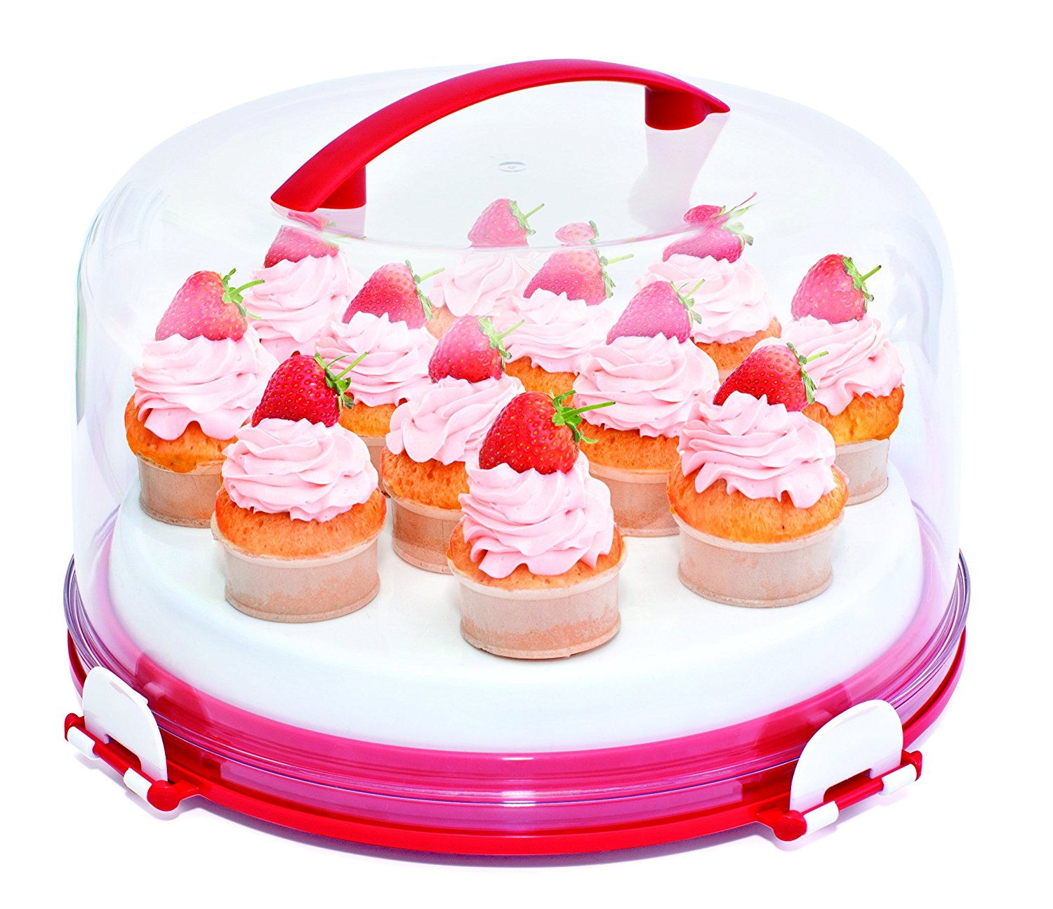Mrs. Fields Dessert Diva AllinOne Dessert Carrier and Server, Red N5