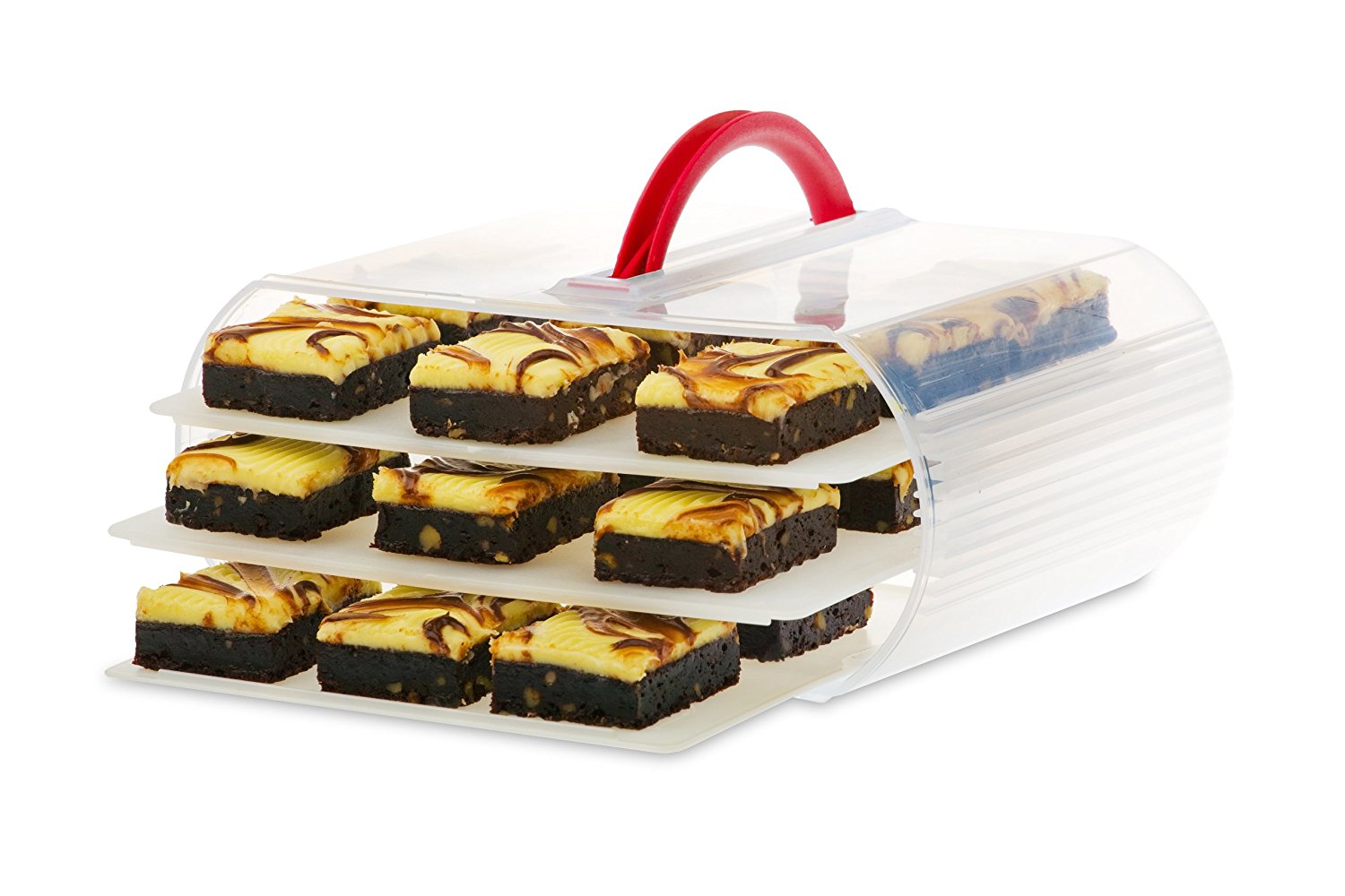 Mrs. Fields Dessert Diva AllinOne Dessert Carrier and Server, Red N11