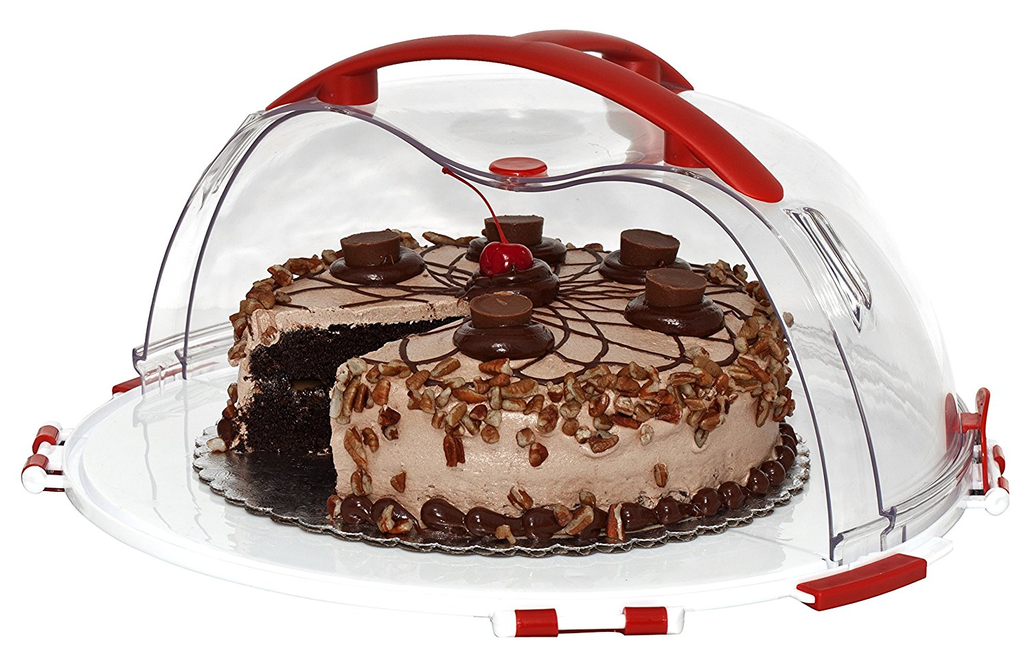 Mrs. Fields Dessert Diva AllinOne Dessert Carrier and Server, Red N20