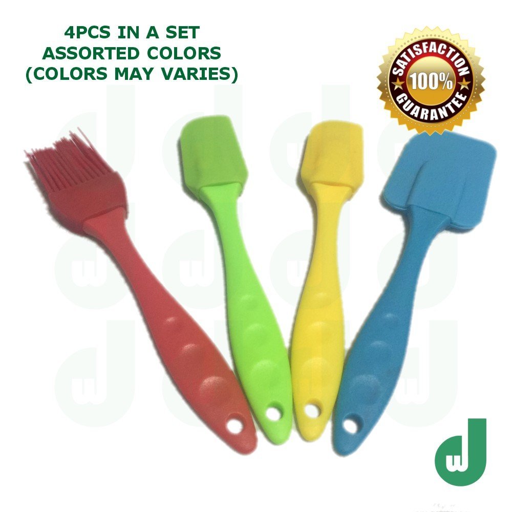 DW 4Piece Rubber Spatula Brush Set Comfortable handle Silicone Head
