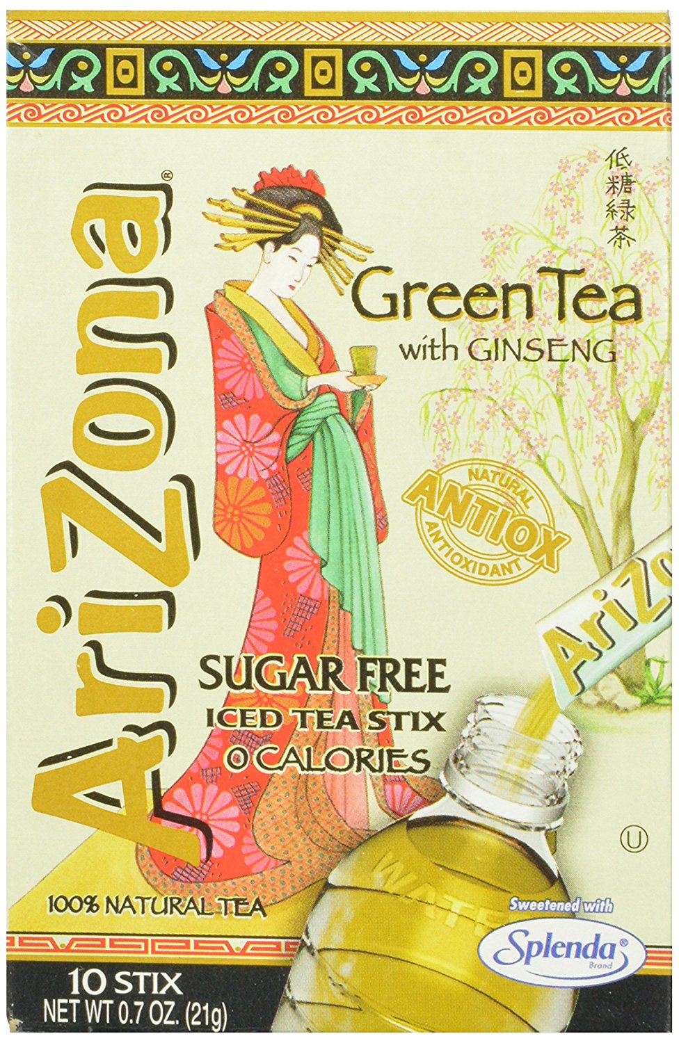 AriZona Green Tea with Ginseng Sugar Free Iced Tea Stix, 10 Count, (Pack of 6) free image download