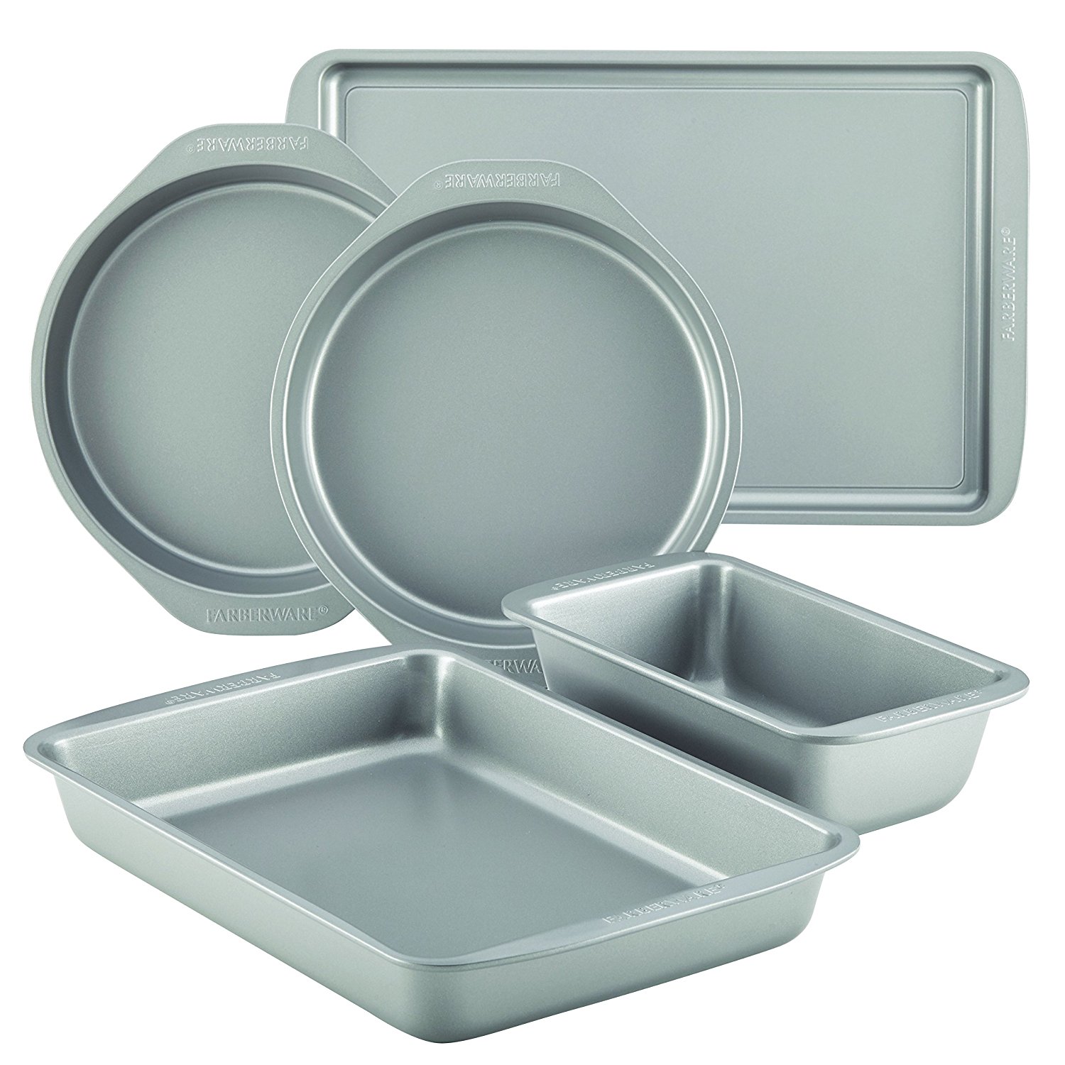 Farberware Nonstick Bakeware 5Piece Baking Pan Set, Gray free image
