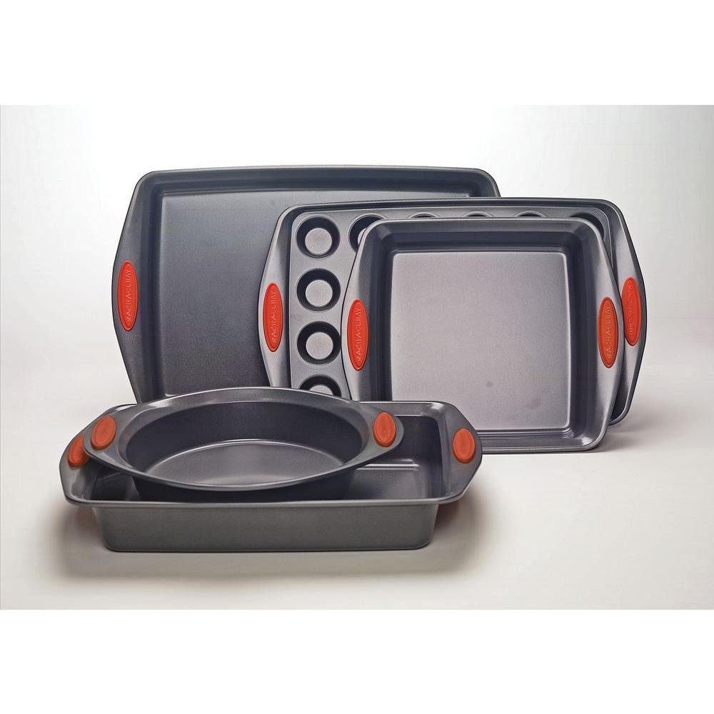 Oven Lovin' 5 Pc. Bakeware Set with Orange Handles, Nonstick Aluminum