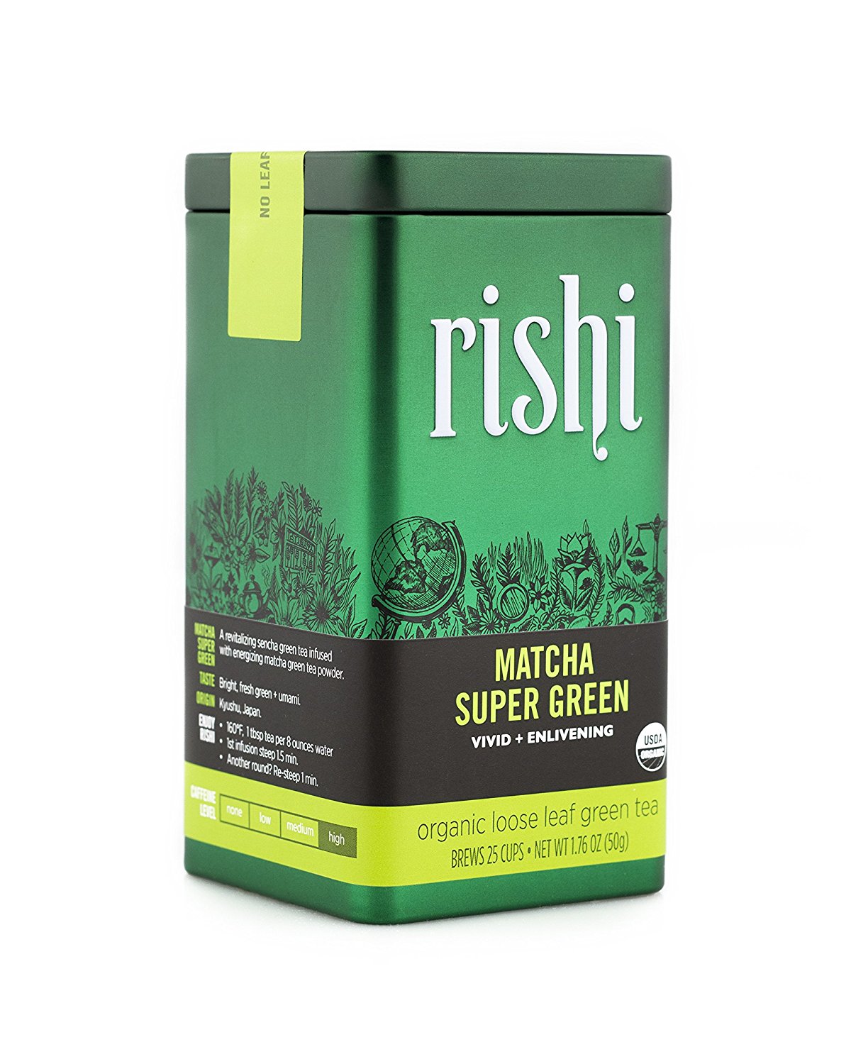 Rishi Tea Organic Matcha Super Green Loose Leaf Tea, 1.76 Ounces Tin