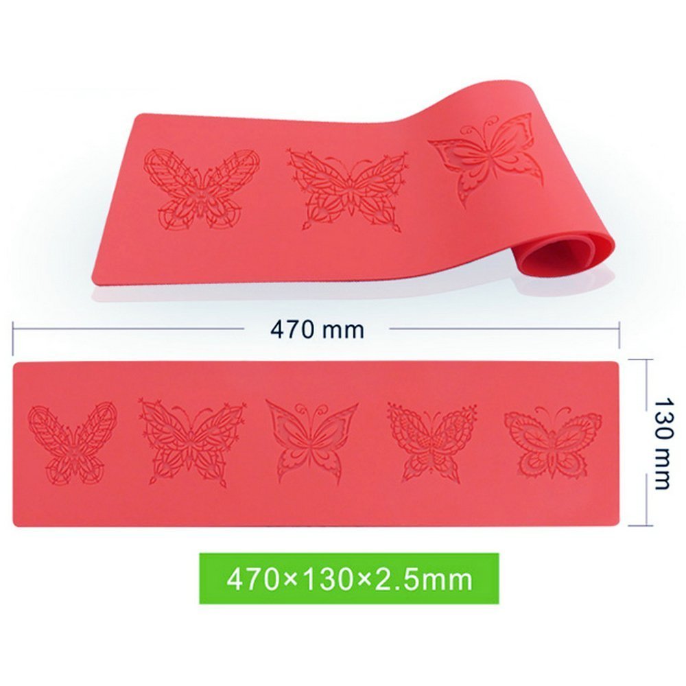 L18.5" Butterflies Cake Mat ART Kitchenware Lace Cake Mold Silicone