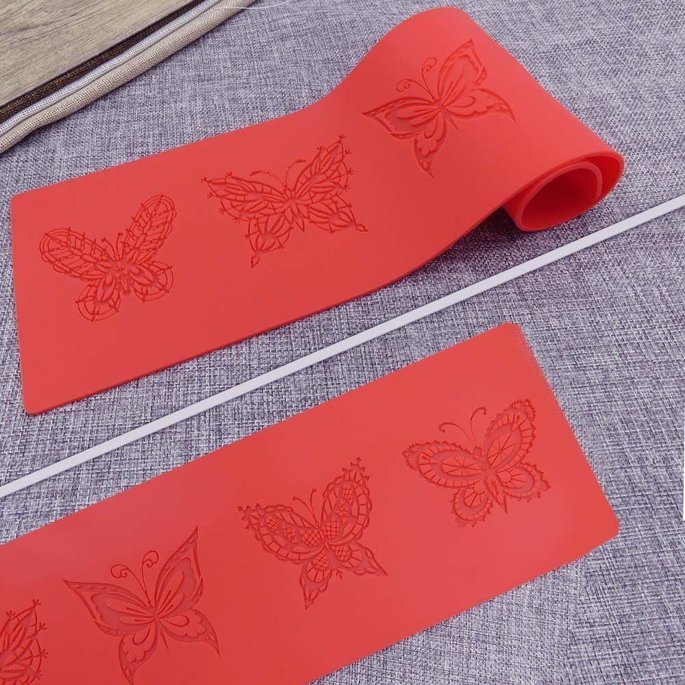 L18.5" Butterflies Cake Mat ART Kitchenware Lace Cake Mold Silicone