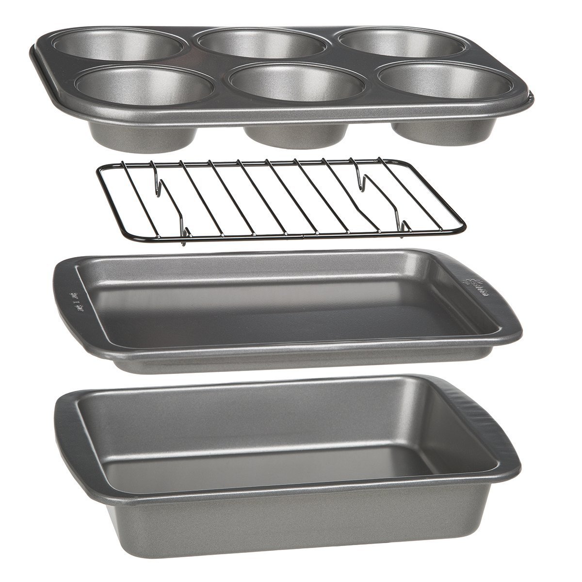 Ecolution Bakeins 4Piece Toaster Oven Bakeware Set PFOA, BPA, and PTFE Free NonStick Coating