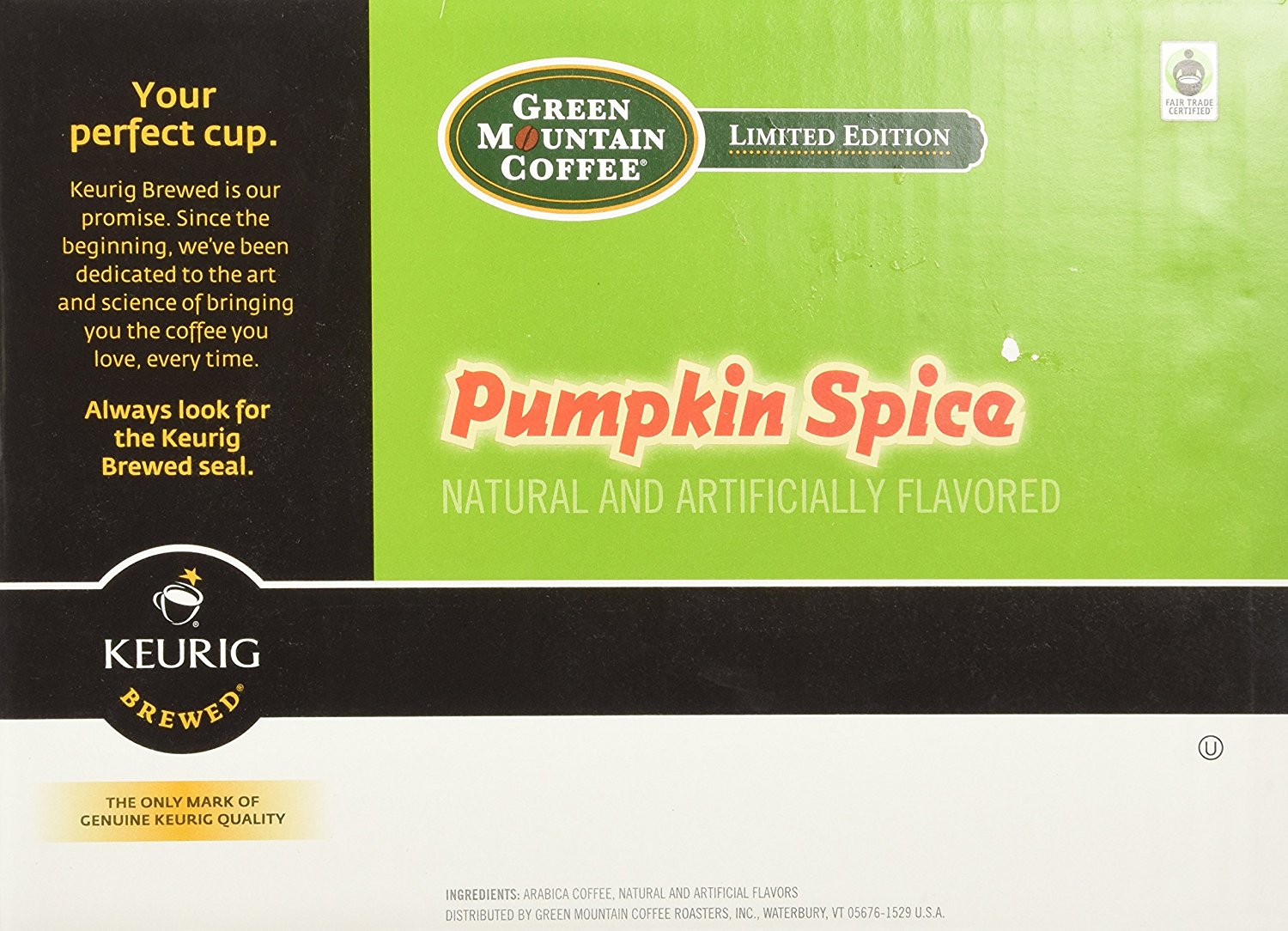 Green Mountain Coffee Fair Trade Pumpkin Spice KCups 80 Count Value