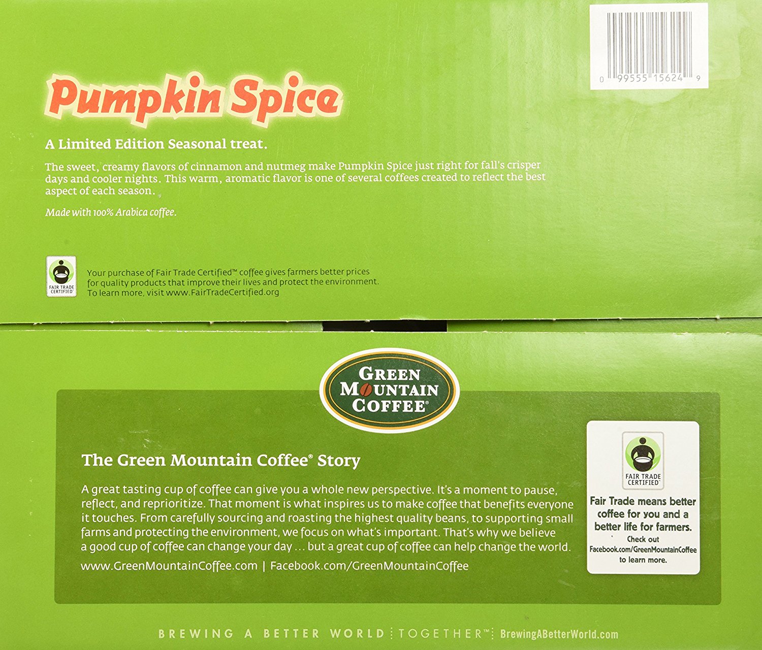 Green Mountain Coffee Fair Trade Pumpkin Spice KCups 80 Count Value