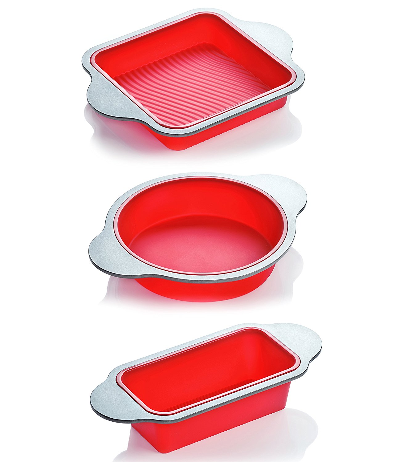 Silicone Bakeware Set 3Piece Professional NonStick Silicone Baking