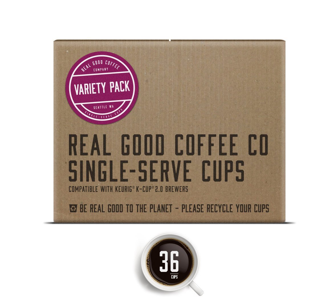 Real Good Coffee Co Recyclable K Cups, Variety Pack, Keurig 2.0 and 1.0