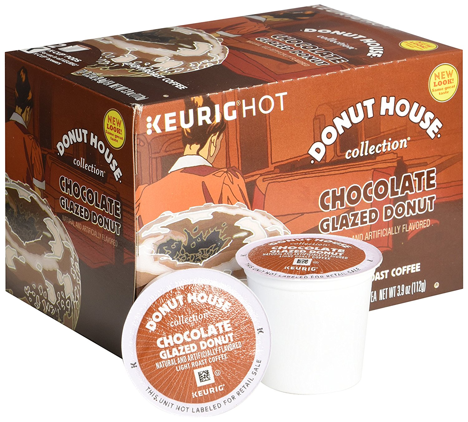 Donut House Collection Chocolate Glazed Donut Keurig KCups Coffee, 12 Count N2 free image download