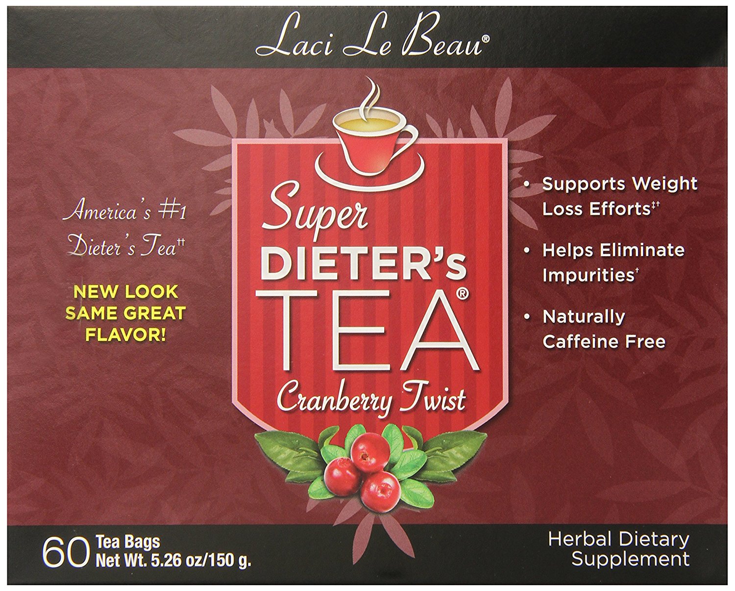 Laci Le Beau Super Dieter's Tea, All Natural Botanicals, 60Count Box