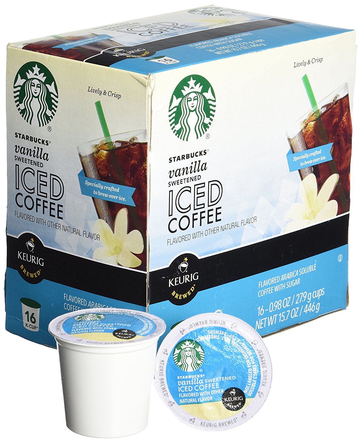 Keurig Starbucks Vanilla Sweetened Iced Coffee Kcup 16 Ct N2 free