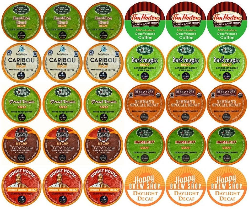 30count TOP BRAND DECAF COFFEE KCup Variety Sampler Pack, Single