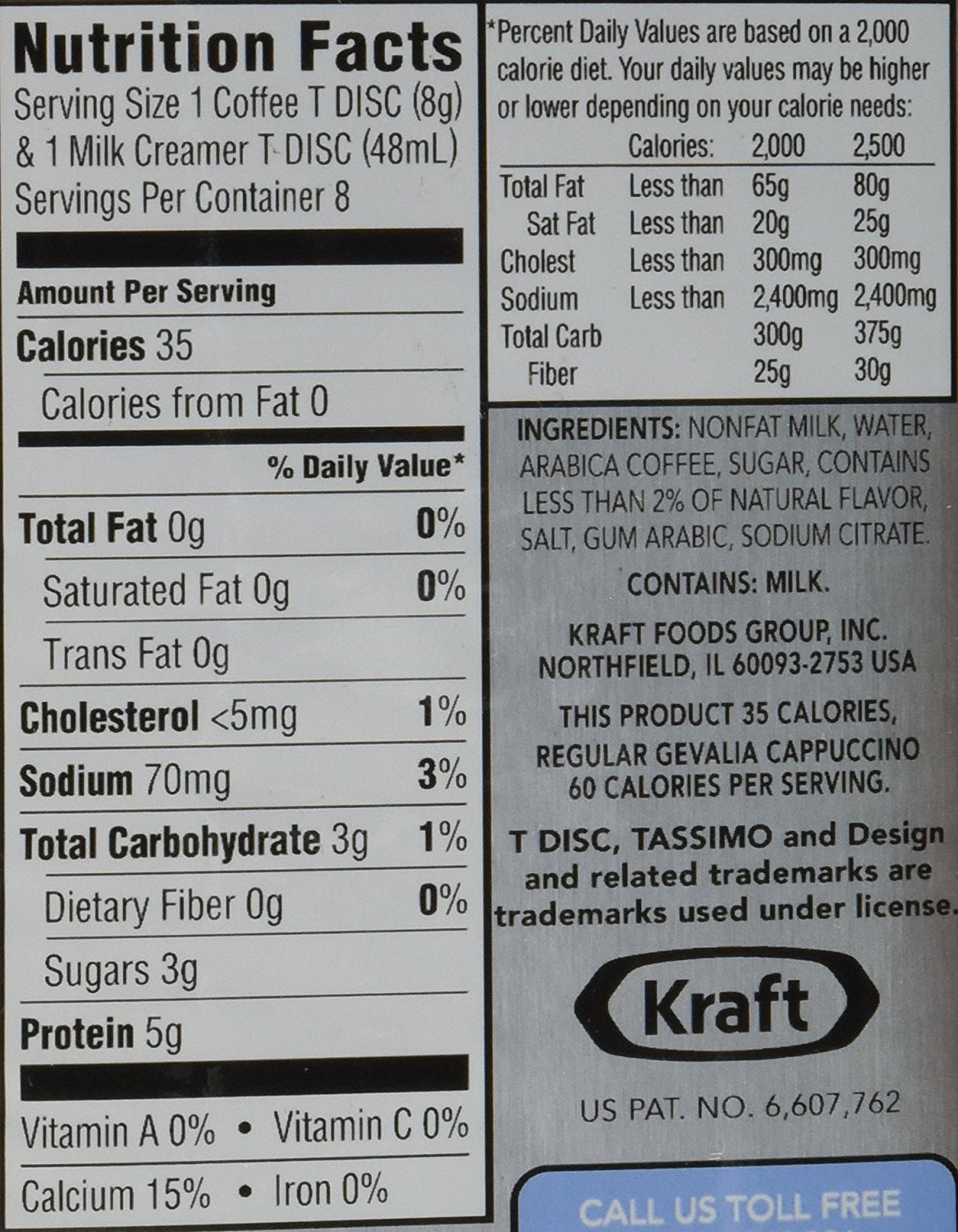 Gevalia 2758 Skinny Cappuccino TDisc for Tassimo Coffee Maker N6 free