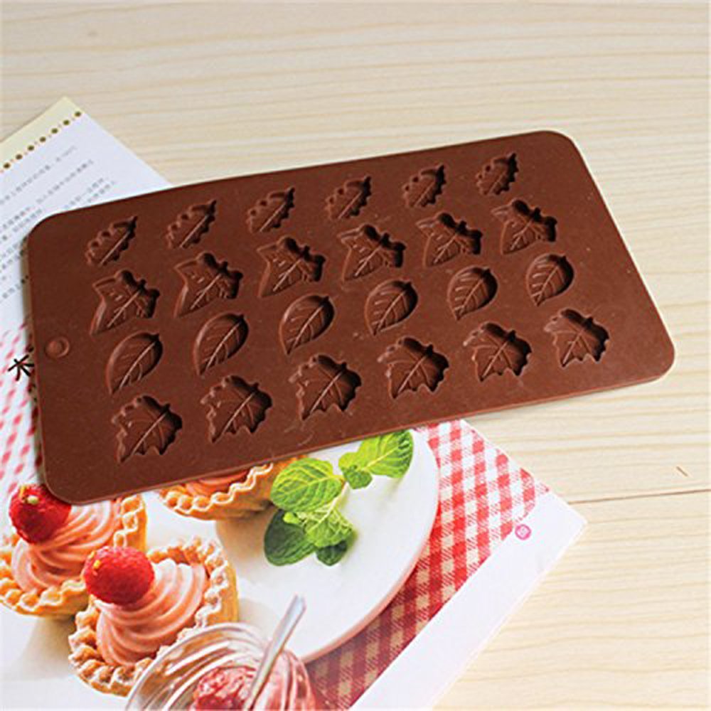 Witkey 24 Cavity Maple Leaves Ice Cube Tray Fondant Silicone Mold Sugar
