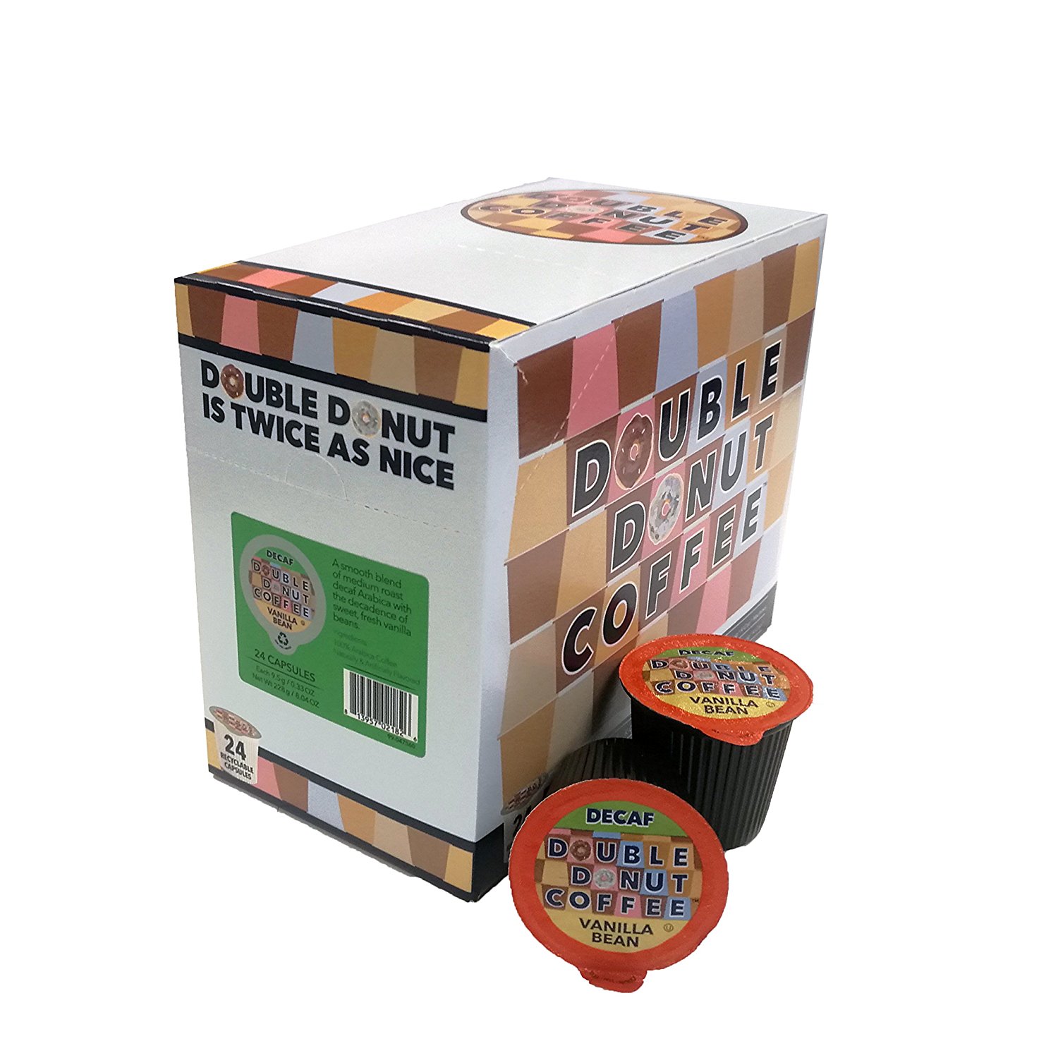 Double Donut Coffee Decaf Vanilla Bean Flavored Coffee Single Serve