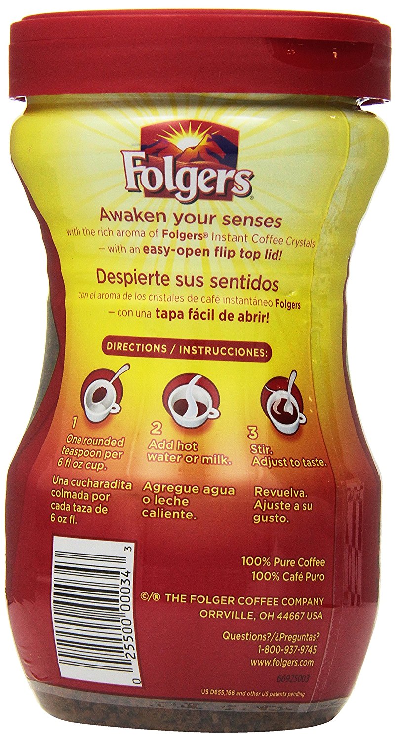Folgers Classic Roast Instant Coffee, 8 Ounce (Pack of 3) N2 free image