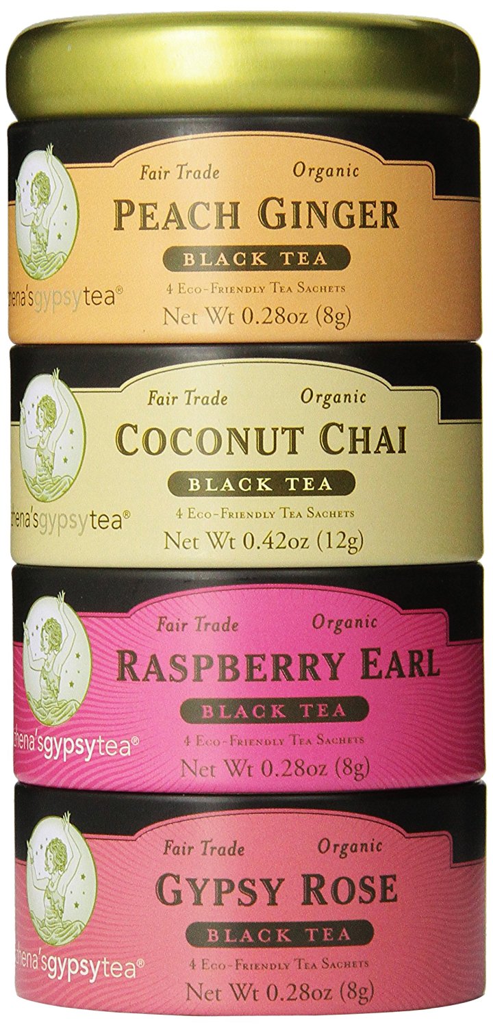 Zhena's Gypsy Tea, Black Tea Sampler Tin, 16 Count Tea Sachets free