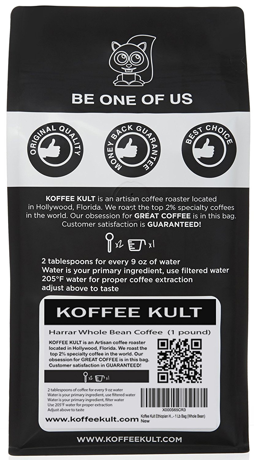 Koffee Kult Ethiopian Harrar Coffee Whole Bean Coffee Fresh Gourmet