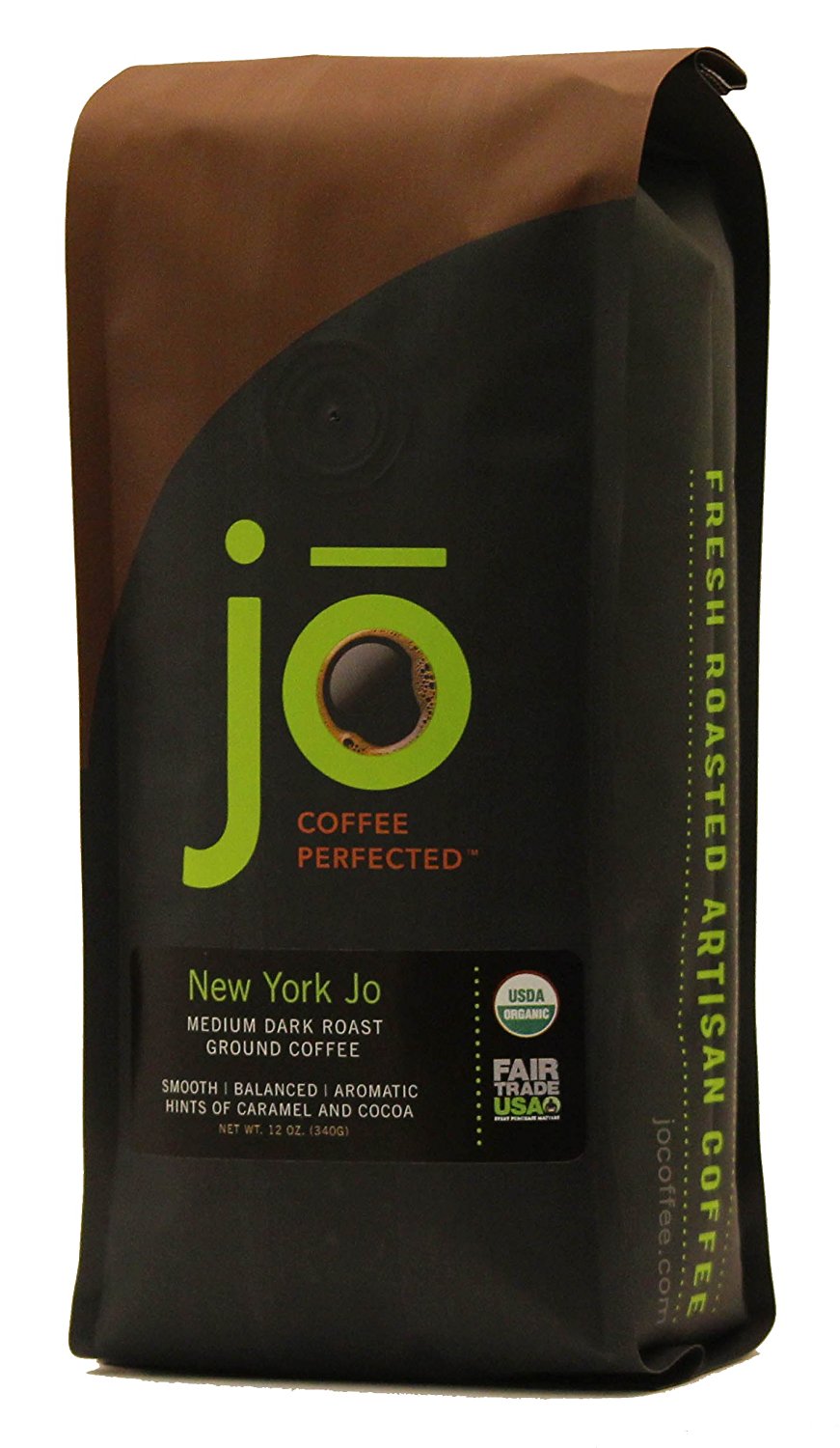 NEW YORK JO 12 oz, Medium Dark Roast Organic Ground Coffee, 100