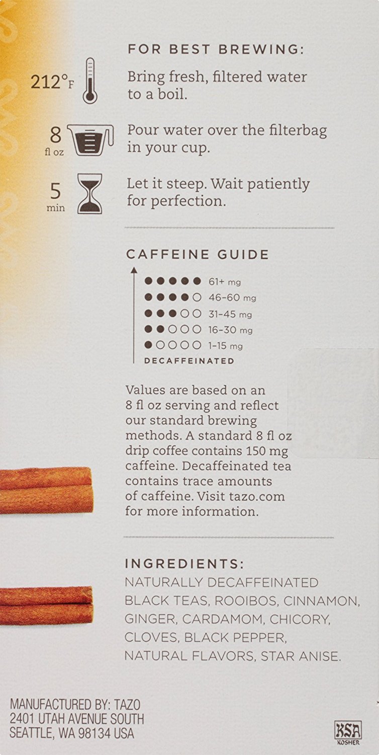 Tazo Decaf Chai Filter Tea Bag, 120 Count N5 free image download