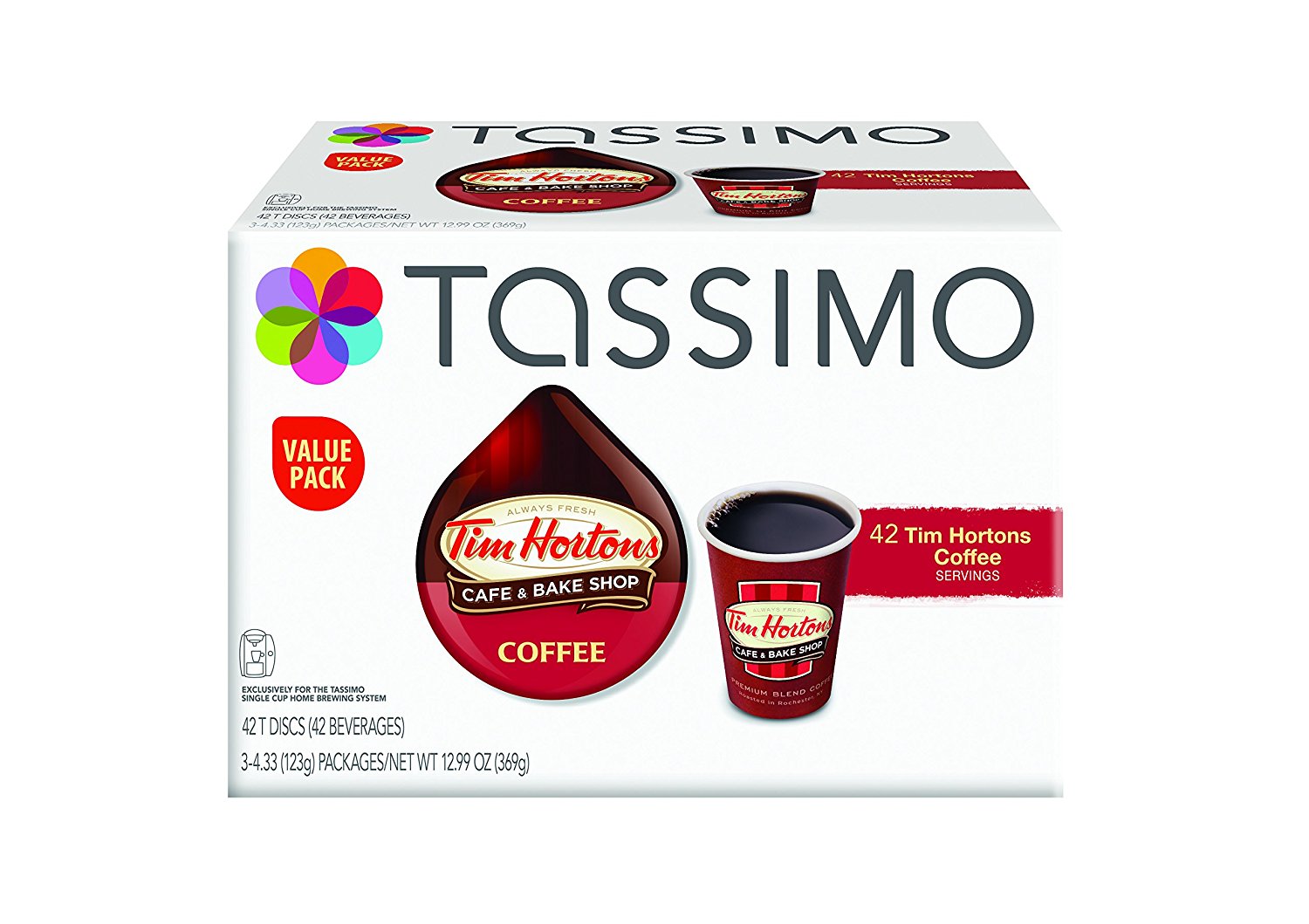 Tassimo Tim Hortons Decaffeinated Coffee T Discs Bag, 4.33 Ounce N7