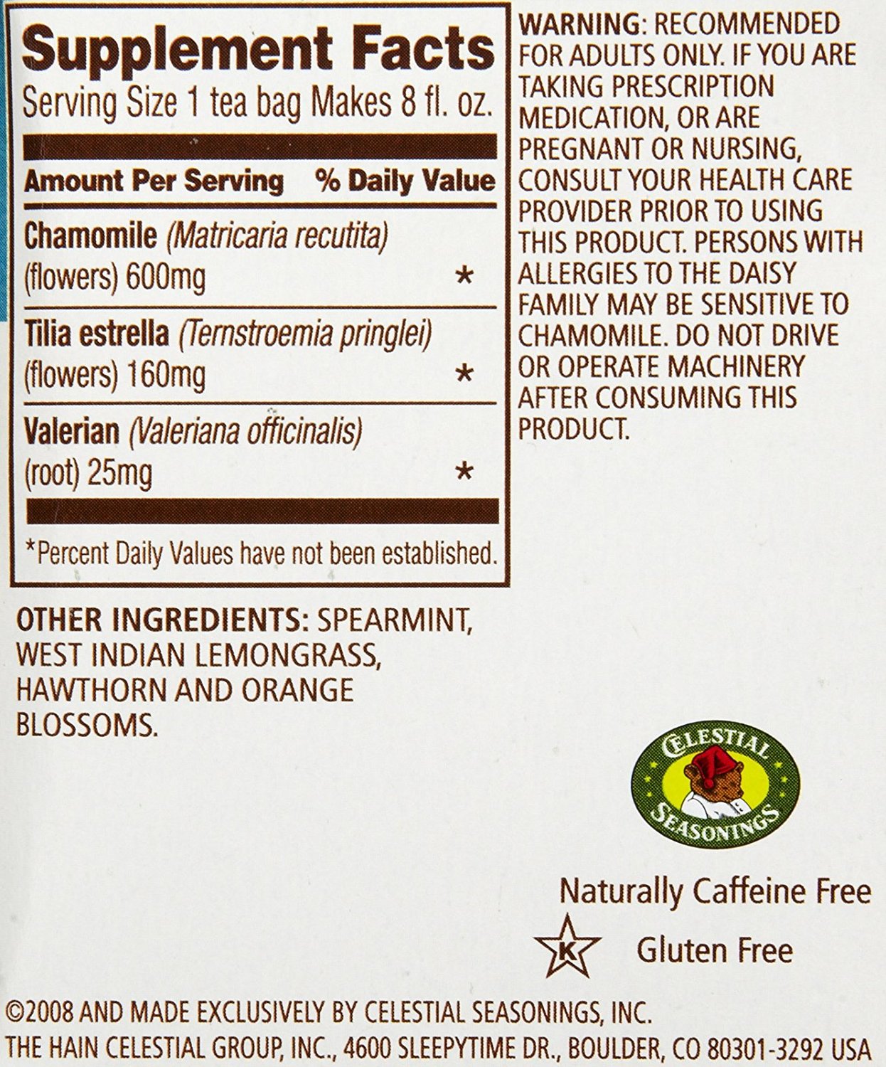 Celestial Seasonings Sleepytime Extra Herbal Tea (Pack of 20) N26 free