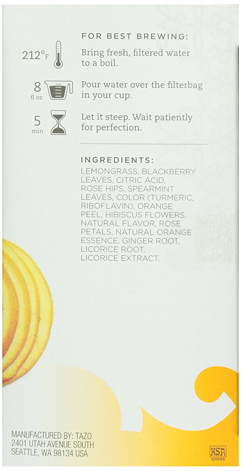 Tazo Wild Sweet Orange Herbal Tea, 20 Count Box 1.58oz N2 free image