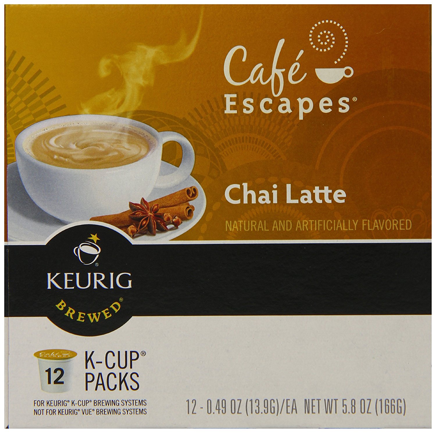 Café Escapes Chai Latte, KCups for Keurig Brewers, 24Count (Pack of 2