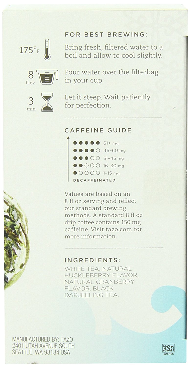 Tazo Berryblossom White Tea, 20Count Tea Bags (Pack of 6) N2 free