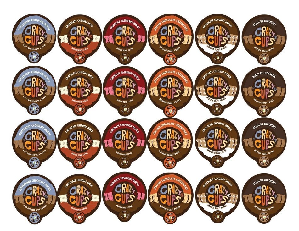 Crazy Cups Flavored Coffee, Single Serve Cups Variety Pack Sampler for