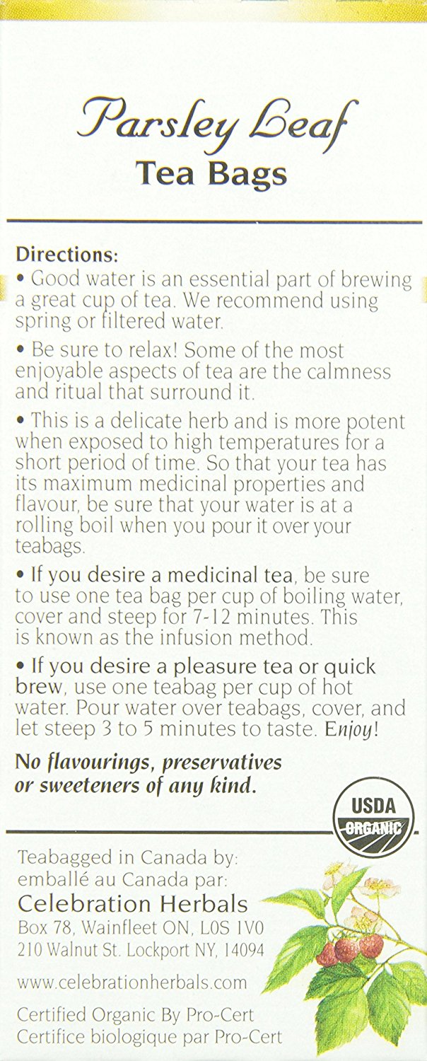 Celebration Herbals Organic Parsley Leaf Tea Caffeine Free, 24 Herbal