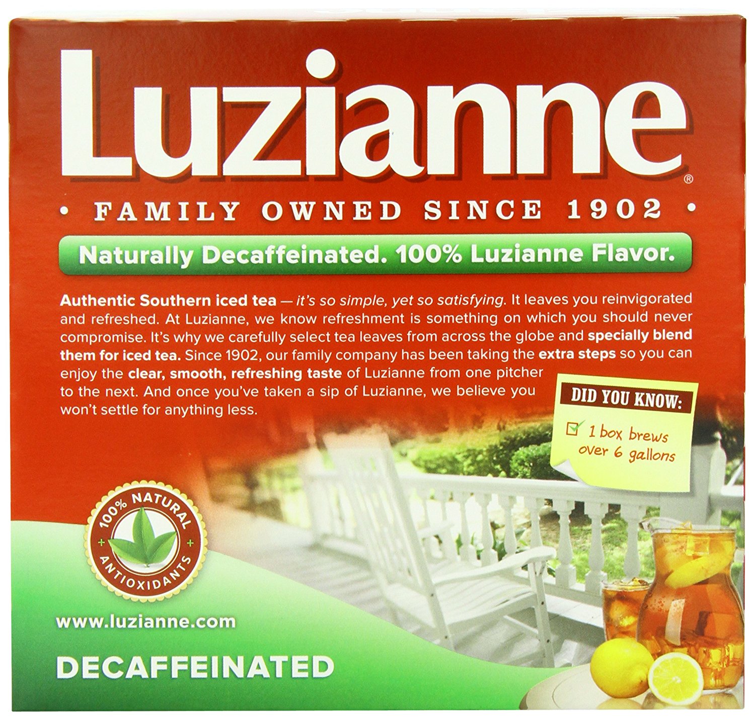 Luzianne Specially Blended for Iced Tea, Decaffeinated Family Sized, 48Count Tea Bags N14 free