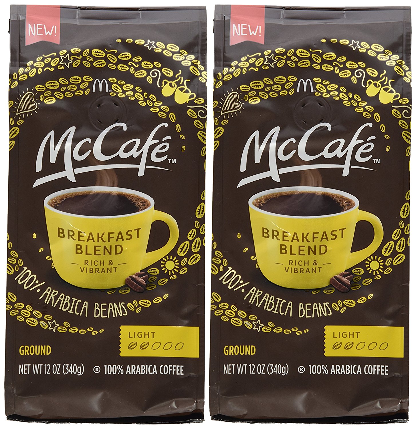 McDonalds McCafe Premium Roast Ground Coffee Bag 12.oz (Pack of 2