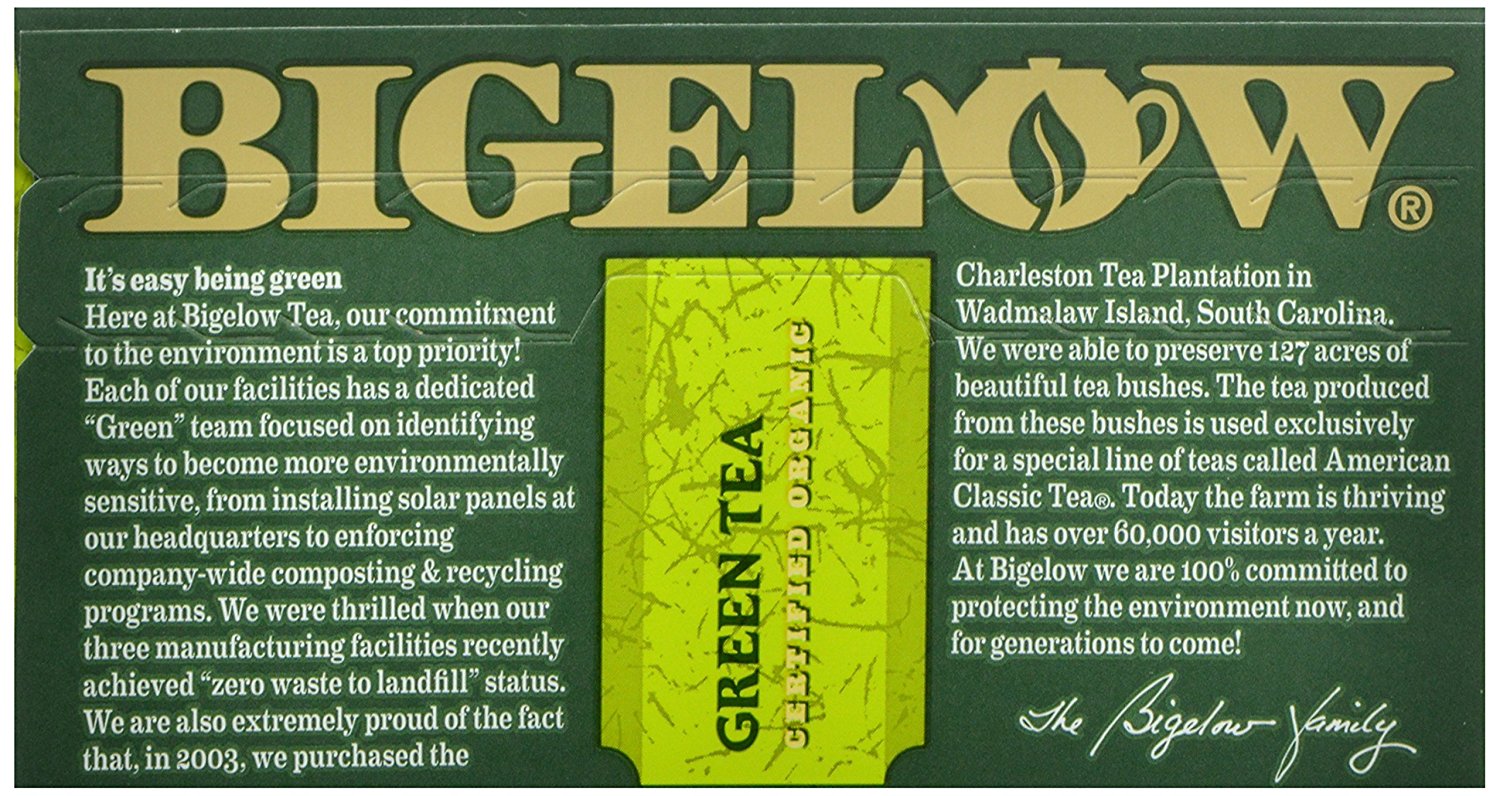 Bigelow Organic Green Tea, 40Count Boxes (Pack of 6) N2 free image