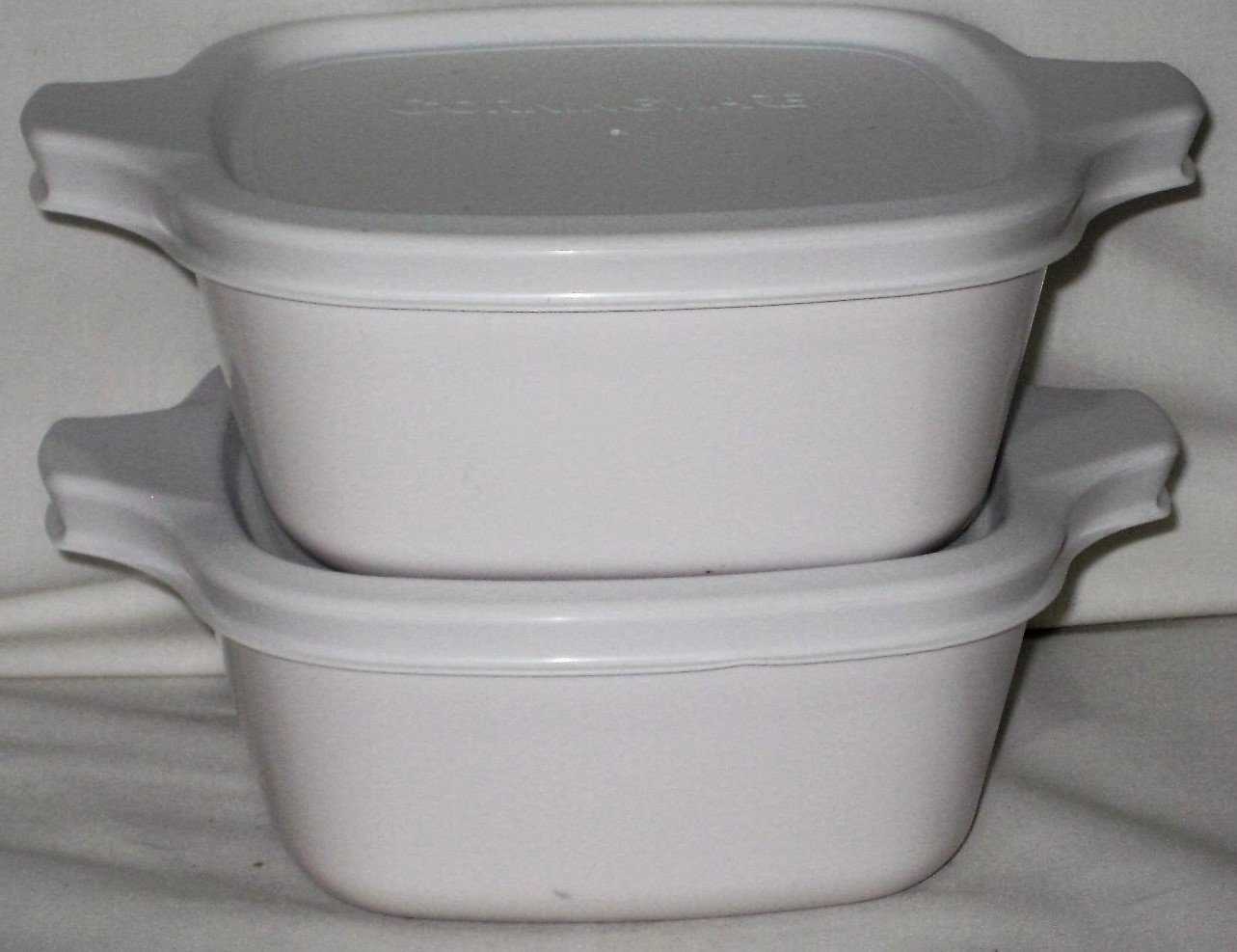 Corning Ware White 700ml Square Casserole Baking Dishes w/ Plastic Lids
