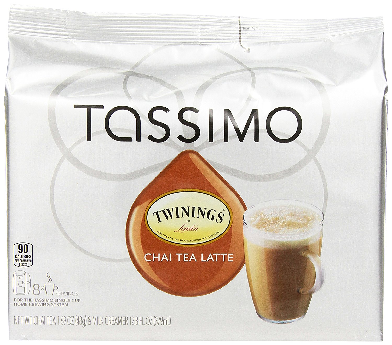 Twinings Chai Tea Latte, TDiscs for Tassimo Coffeemakers, 8 Count