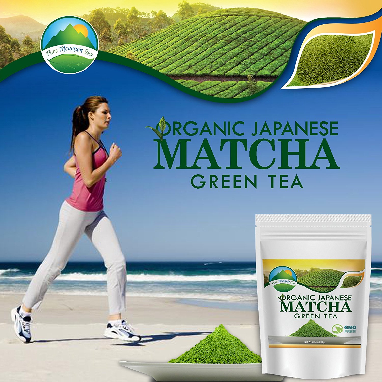 Premium Organic Japanese Matcha Green Tea Powder by Pure Mountain Tea
